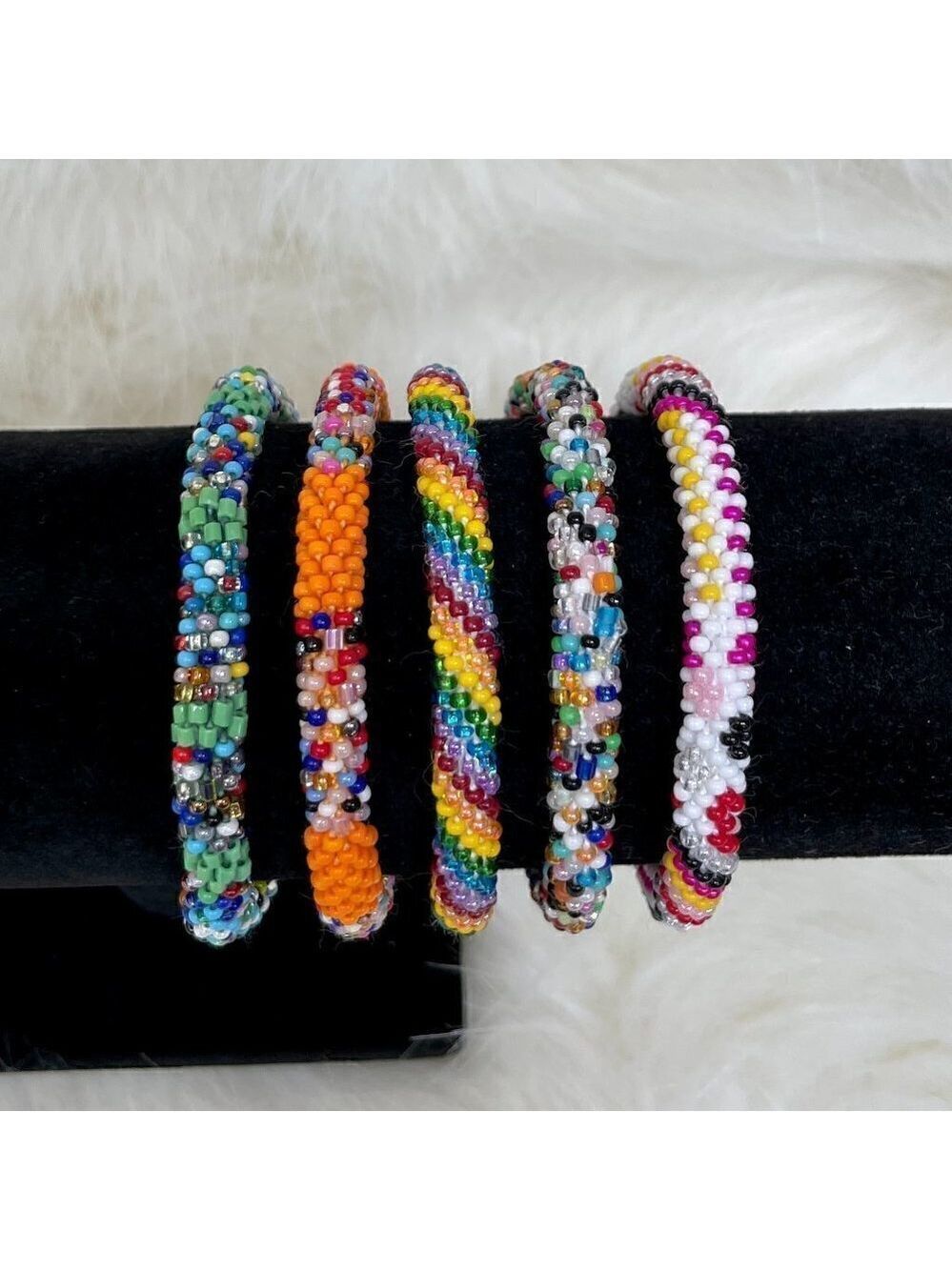 HAND CRAFTED in Nepal Beaded Bracelets (set of 5) #1011 - Picture 3 of 8